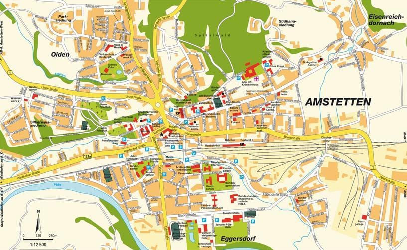 mapa de amstetten, austria