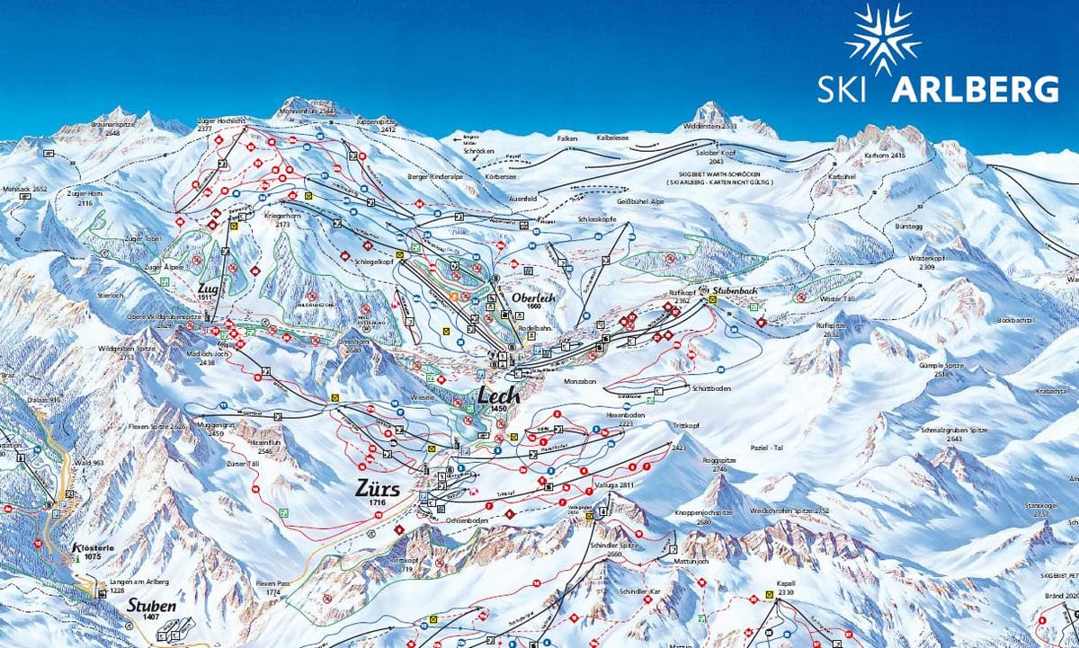 mapa de arlberg, austria