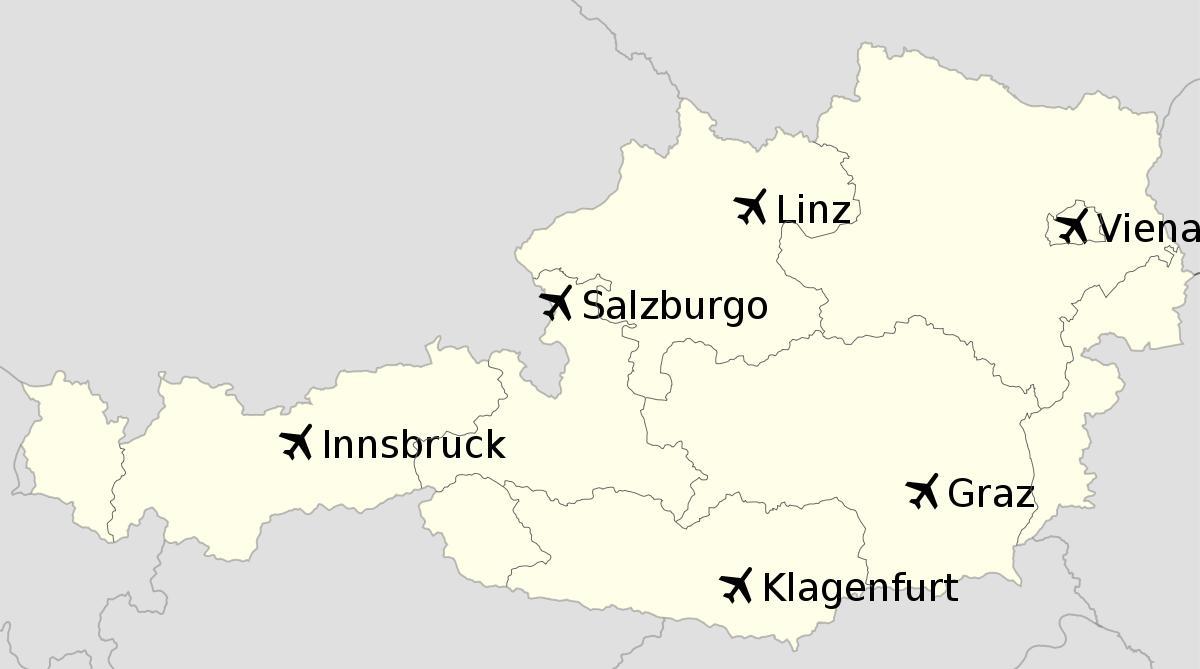 los aeropuertos de austria mapa