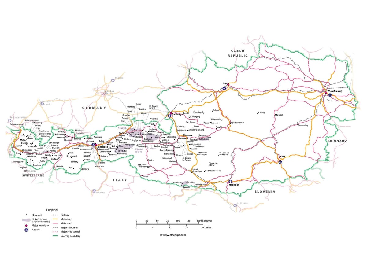 mapa de austria lugares de interés turístico