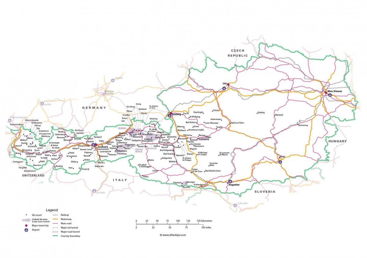 mapa de austria lugares de interés turístico