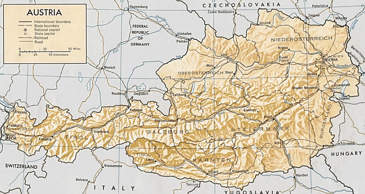 austria mapa geográfico