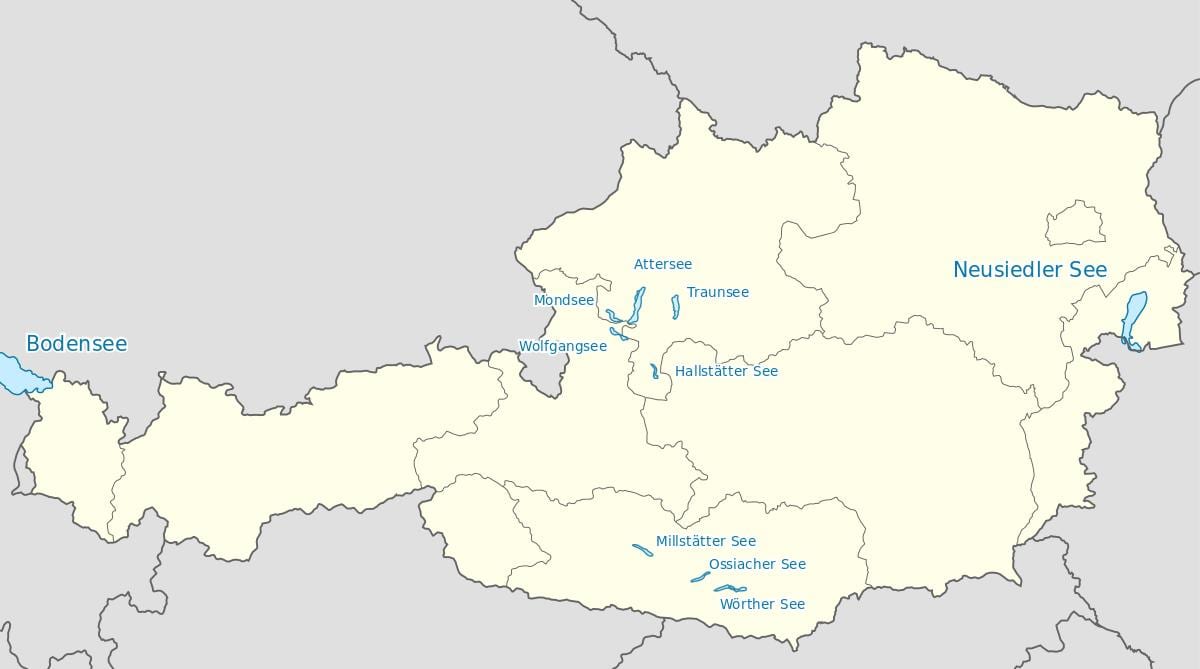 mapa de lagos de austria