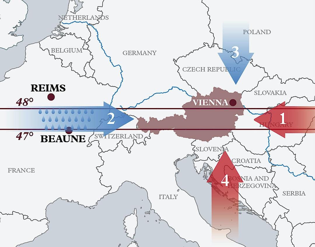 mapa de austria climático