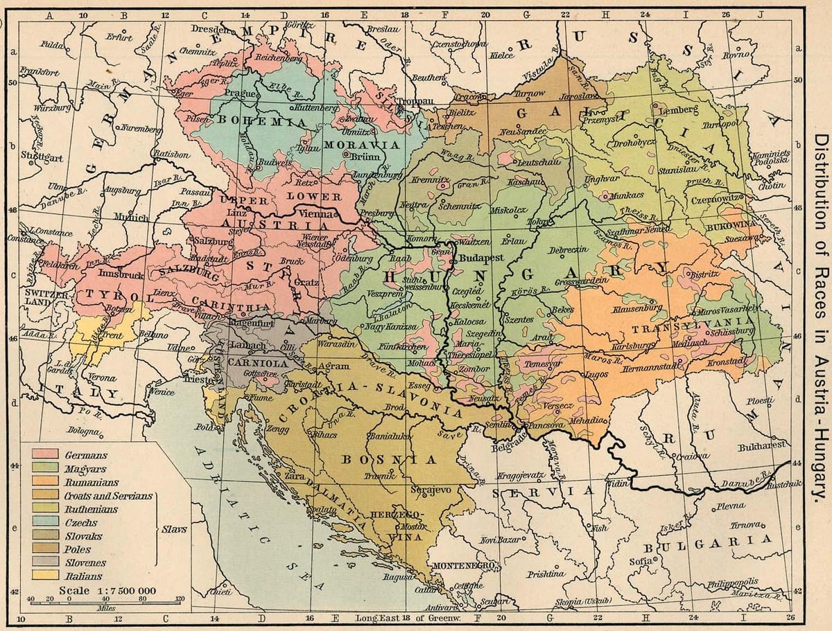austria-hungría mapa de 1900