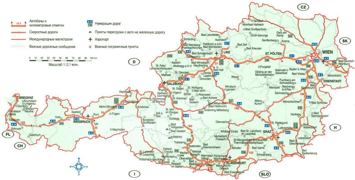 mapa detallado de austria