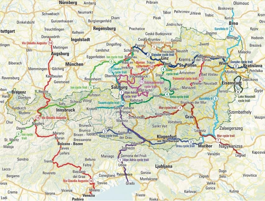 mapa de austria ciclismo