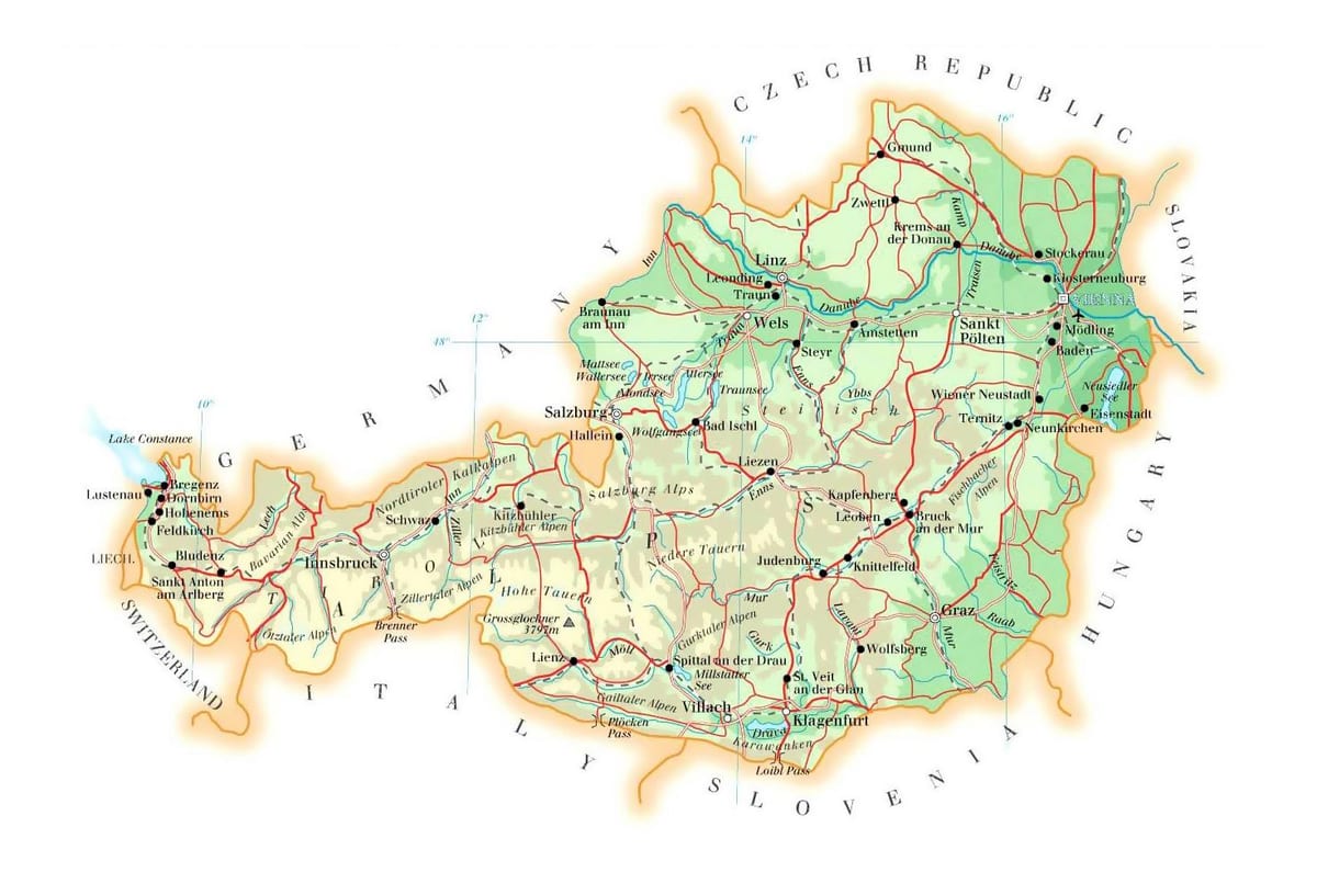 mapa de austria elevación