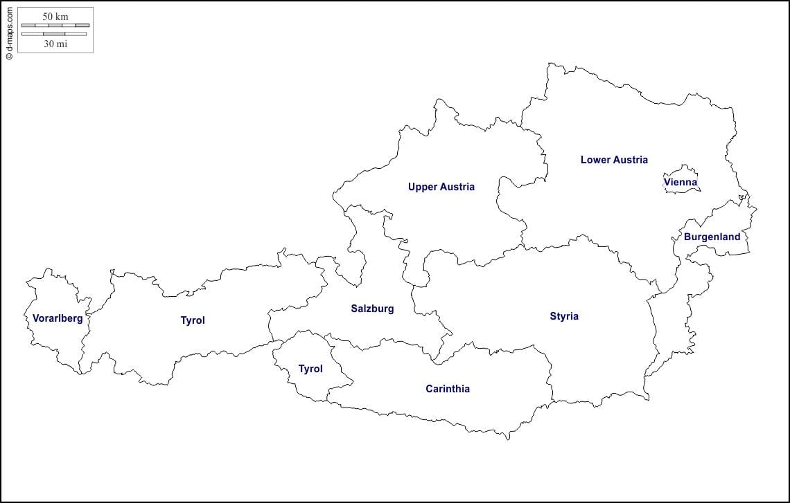 mapa en blanco de austria