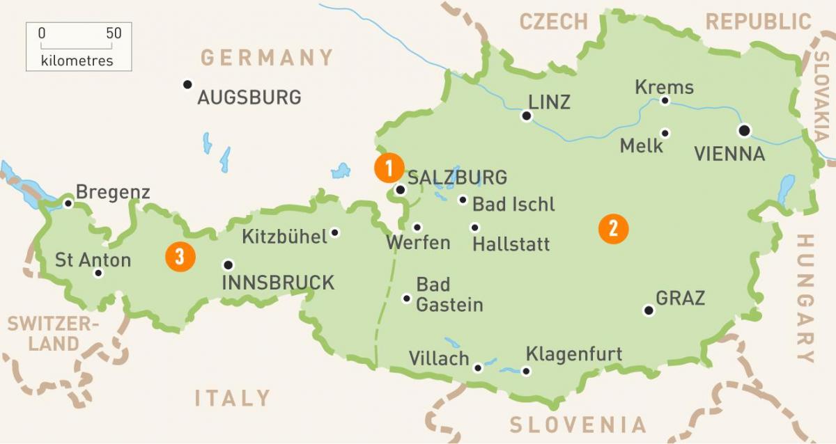 un mapa de austria