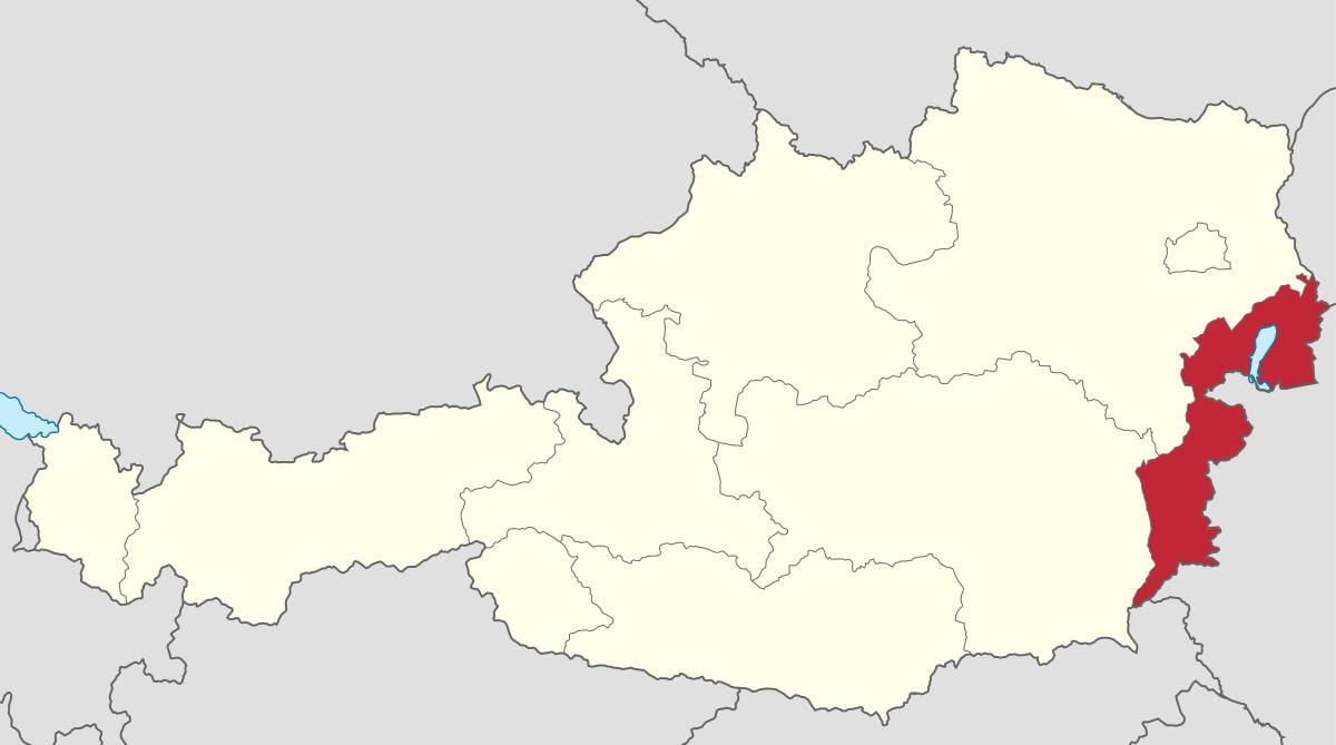 mapa de burgenland, austria
