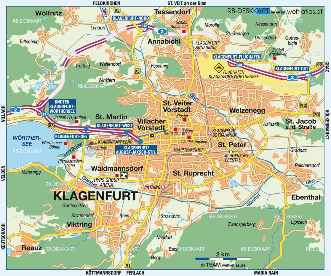 mapa de klagenfurt, austria