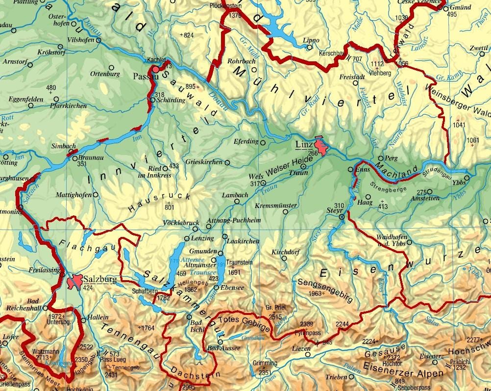 mapa de la alta austria