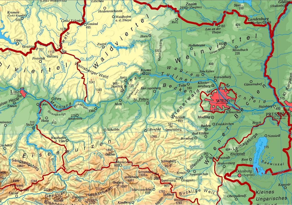 mapa de la baja austria