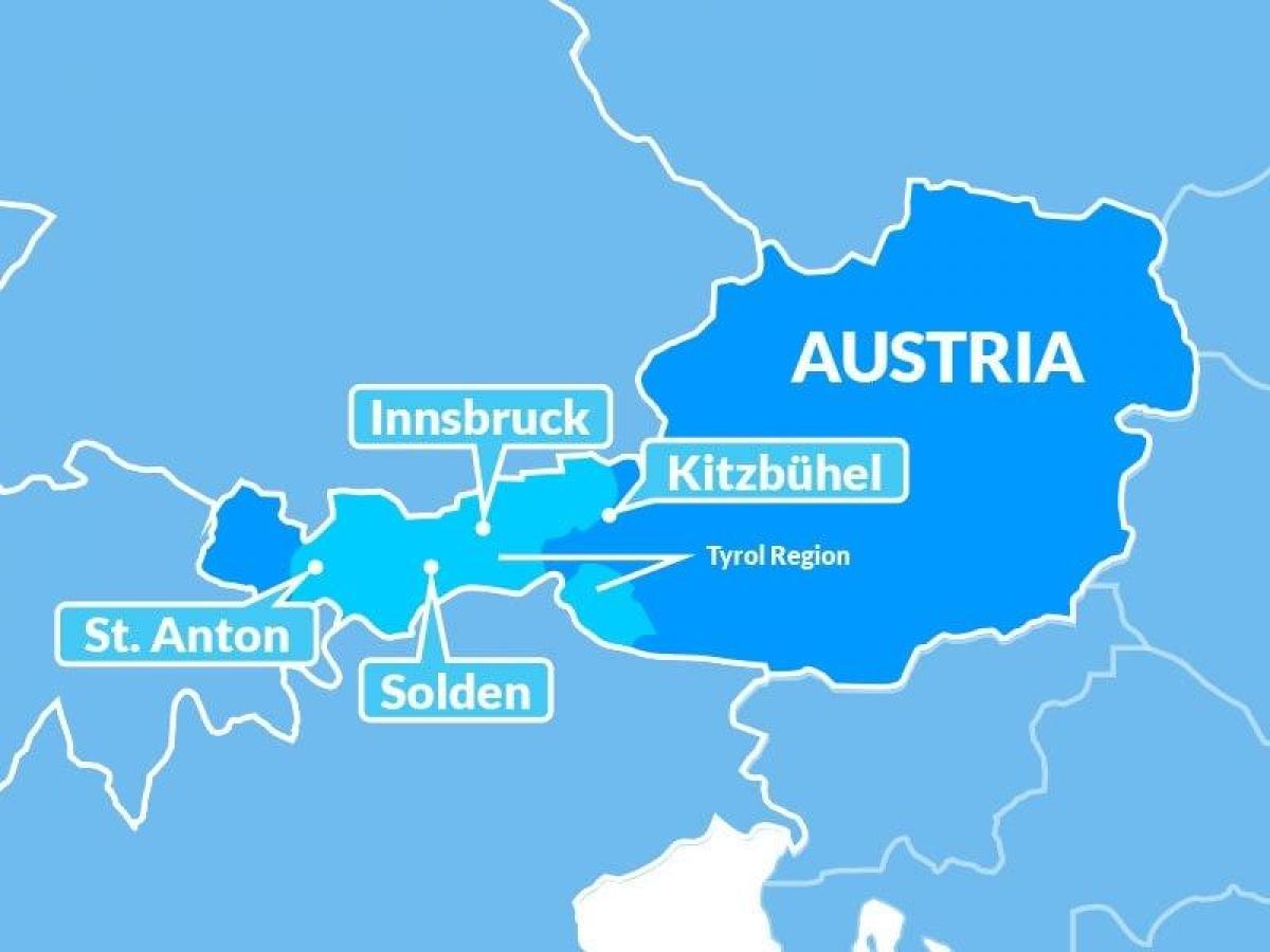 mapa de mapa de la región del tirol austria