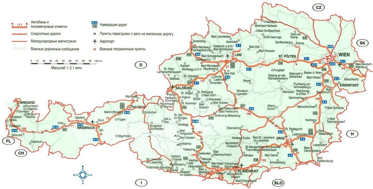 austria mapa de viaje