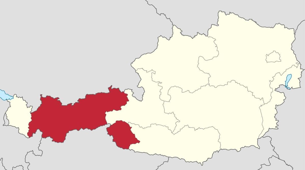 austria, tirol mapa