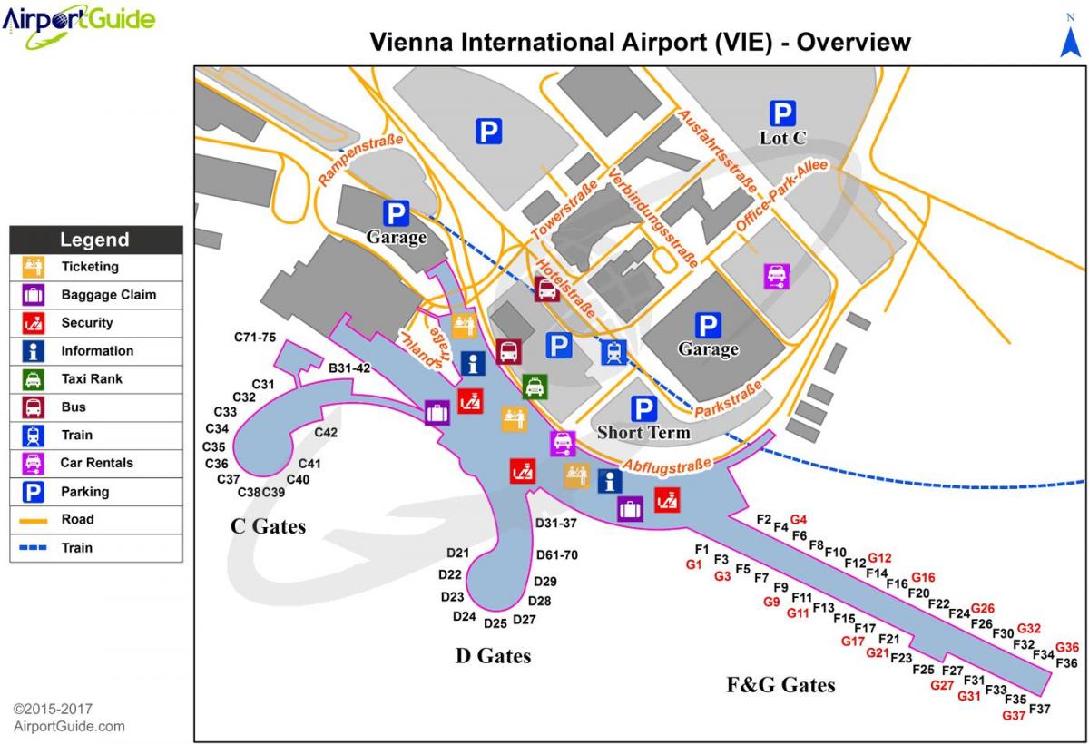 mapa de aeropuerto de viena, austria