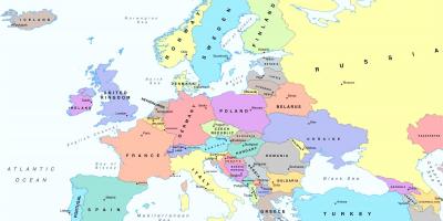 Mapa de europa, mostrando austria