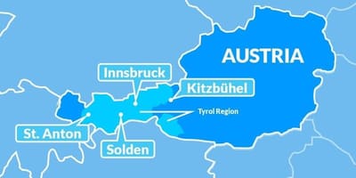 Mapa de mapa de la región del tirol austria