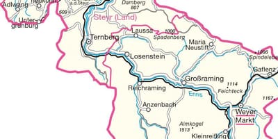 Mapa de steyr en austria 