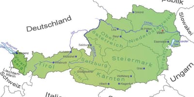 Mapa de vorarlberg, austria
